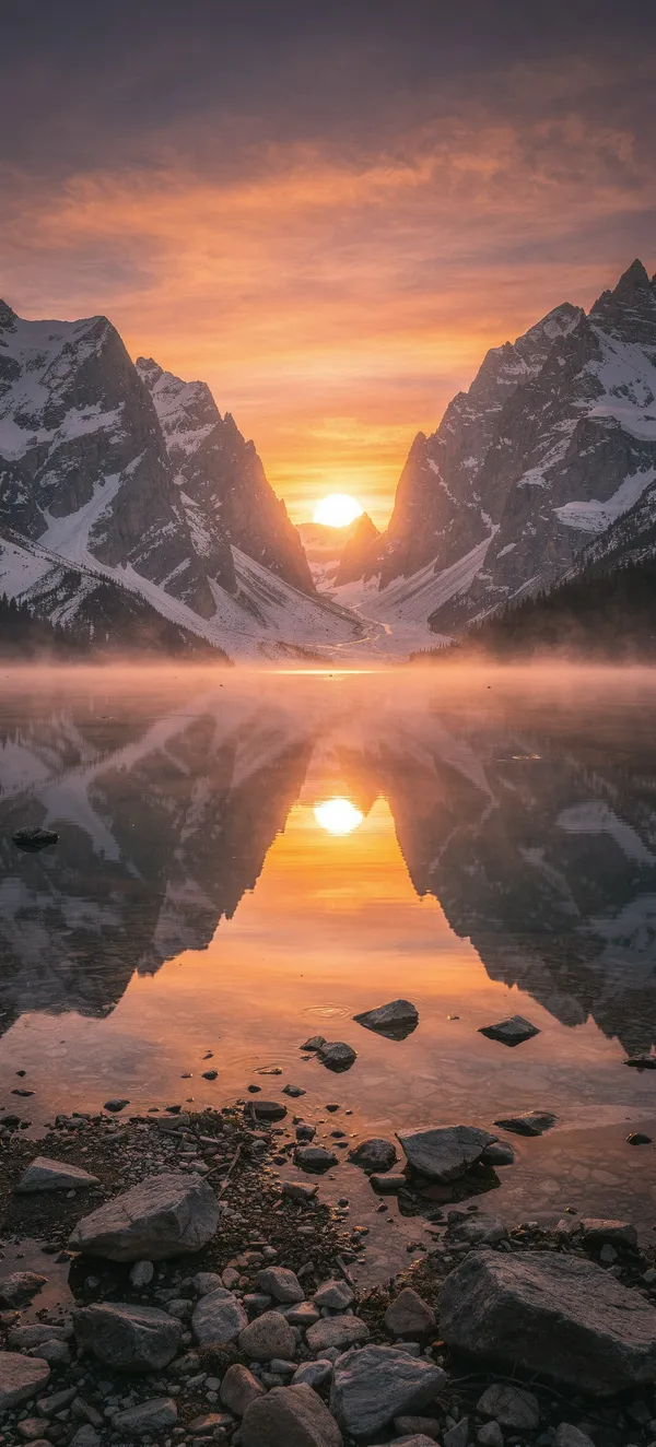 Alpine Lake Sunset Reflection
