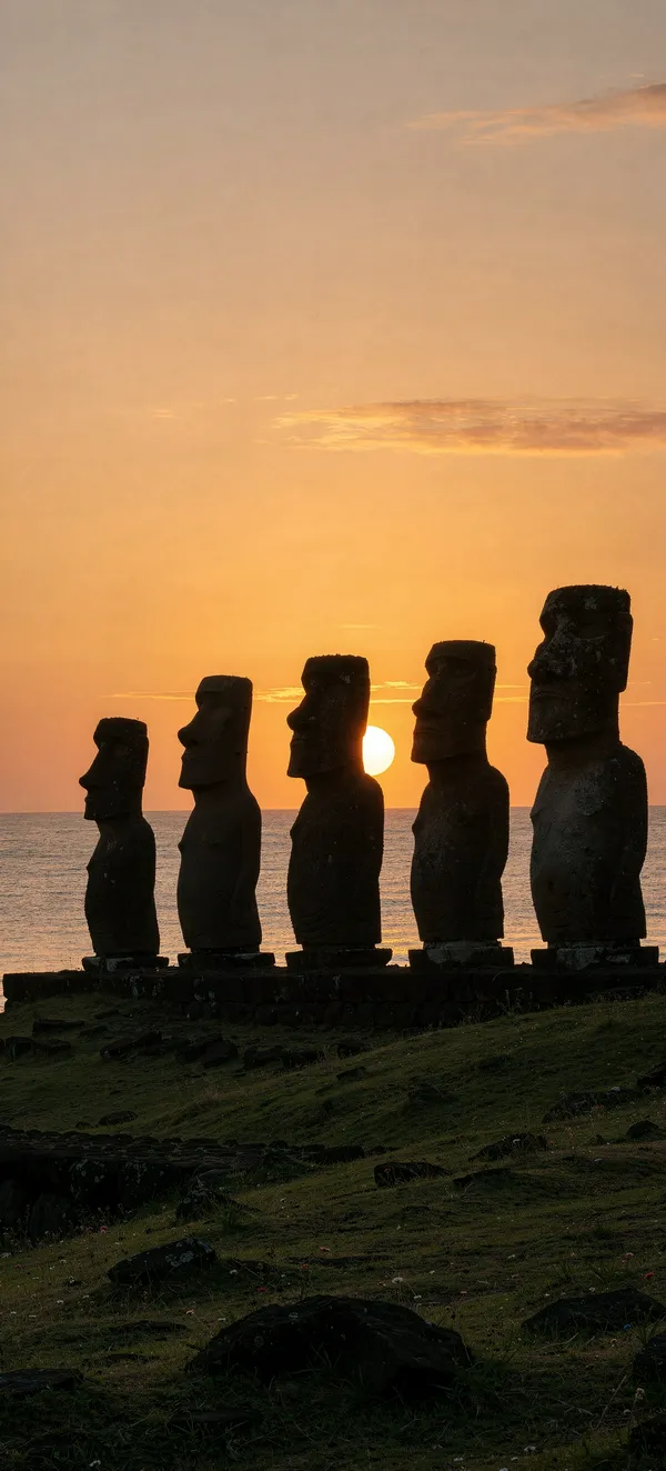Easter Island Sunset Moai