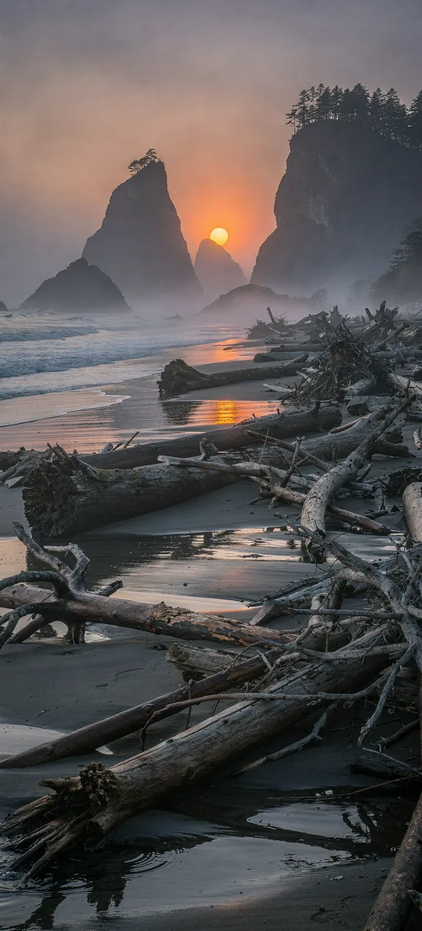 Pacific Northwest Sunset at Rialto Beach