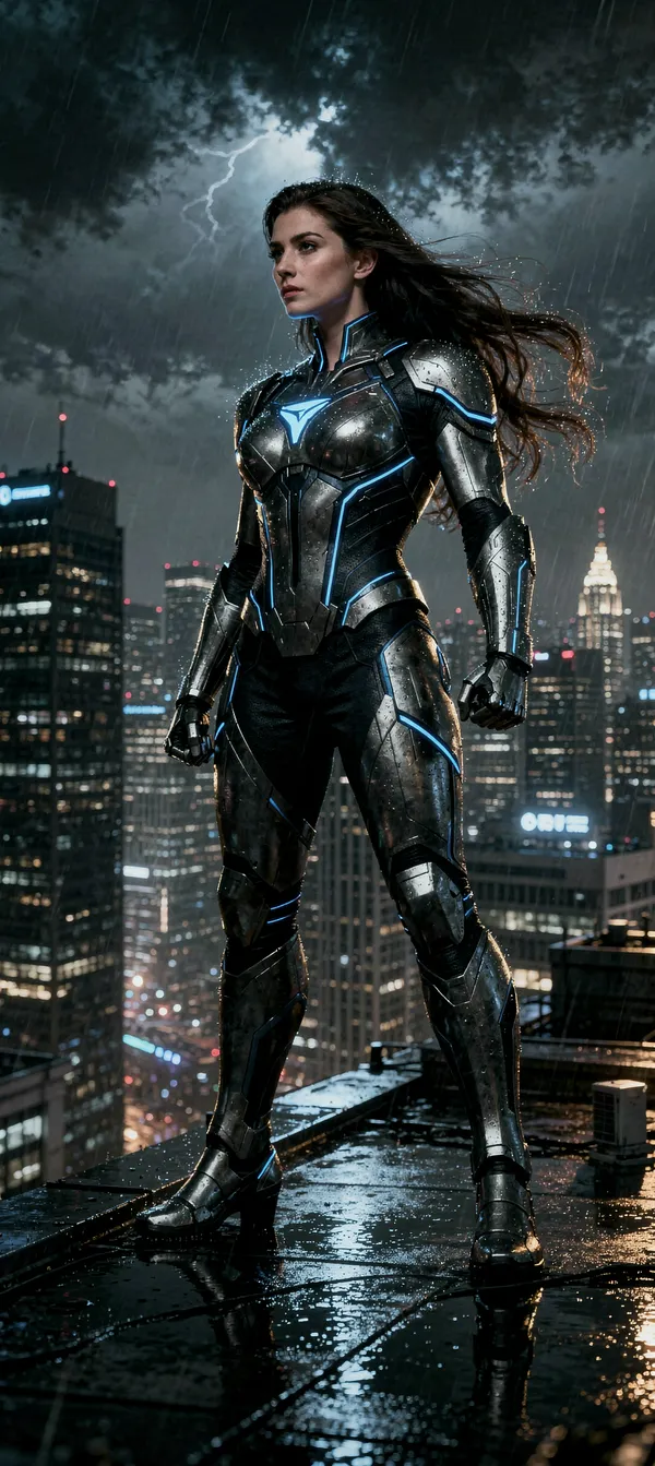 Metallic Superhero City Night