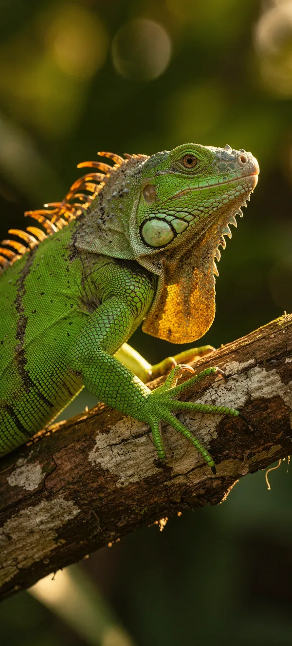 Green Iguana Basking in Sunlight