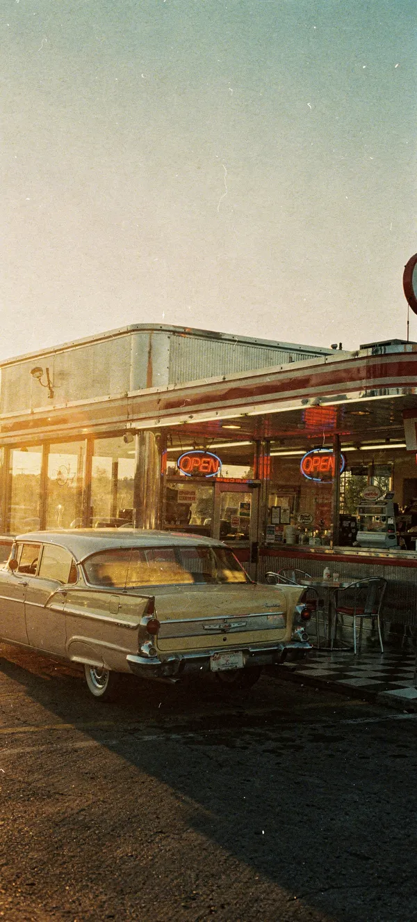 Vintage 1950s Diner Golden Hour