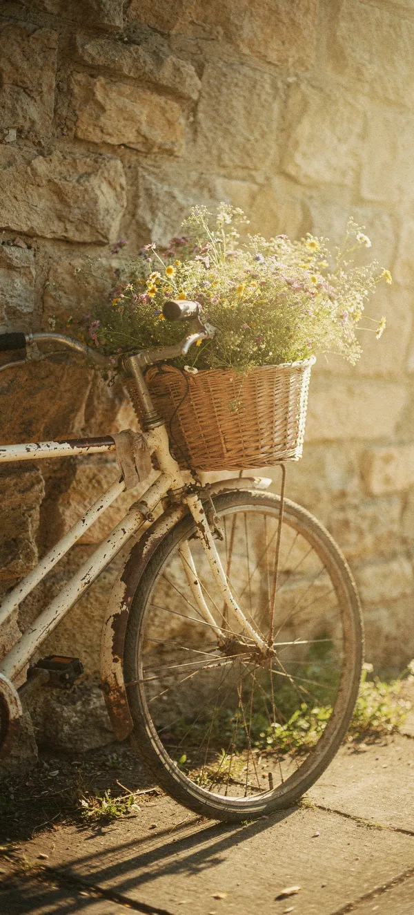 Vintage Bicycle with Flower Basket