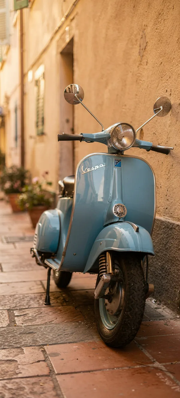 Vintage Blue Vespa Italian Alley