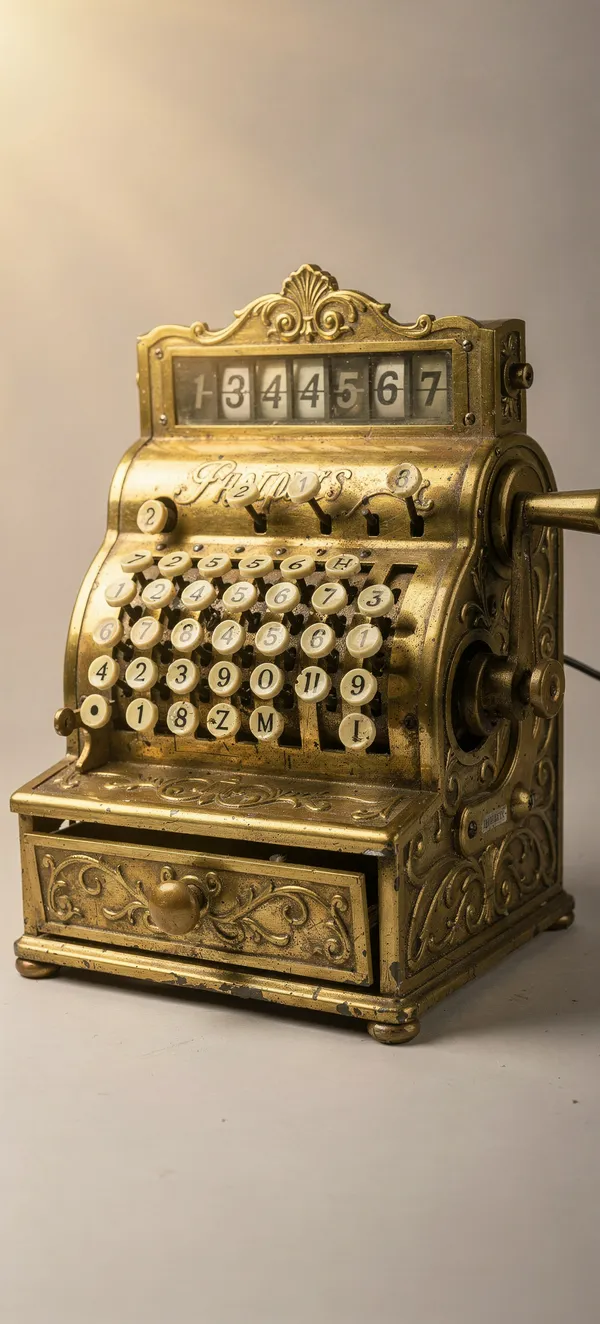 Vintage Brass Cash Register