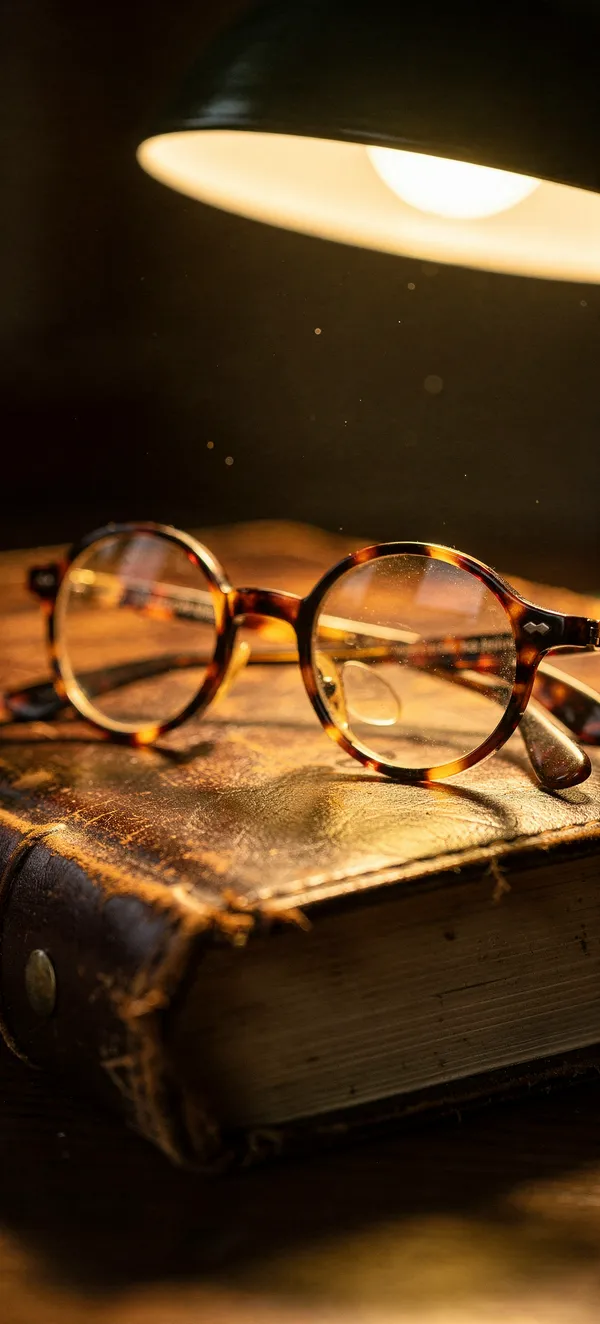 Vintage Eyeglasses on Leather Book