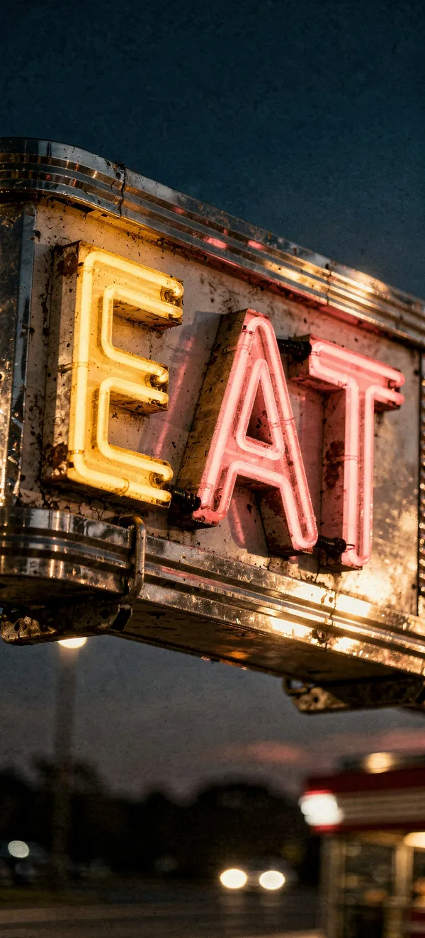 Vintage Neon Diner EAT Sign