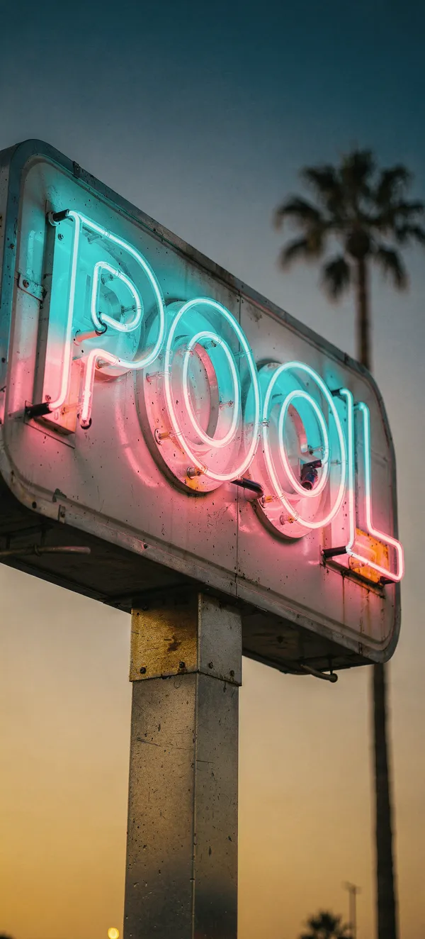 Vintage Neon Motel Pool Sign
