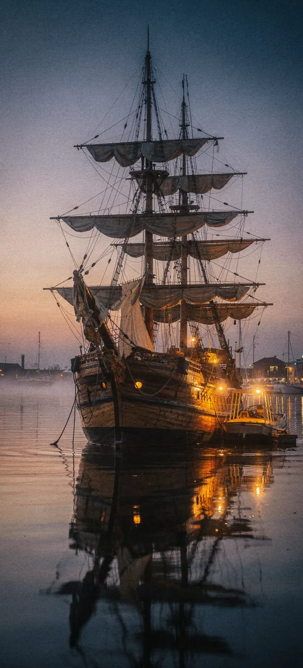 Vintage Sailing Ship Harbor